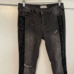 Free People Embellished Black Jeans